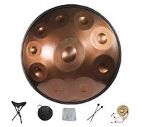 Handpan 22 Pulgadas Tambores de Mano en Re Menor 9/10/12 Notas Instrumento de Tambor de Acero handpan professionale 432Hz/440Hz para Meditación, Musicoterapia(Gold,10 Notes(440Hz))