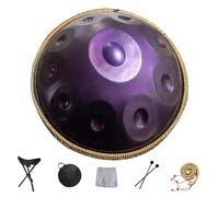 Handpan 22 Pulgadas Tambores de Mano en Re Menor 9/10/12 Notas Instrumento de Tambor de Acero handpan professionale 432Hz/440Hz para Meditación, Musicoterapia(Purple,10 Notes(440Hz))