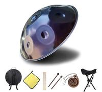 Handpan 432 Hz Re Minore, 9 Note 22 Pollici Tamburo in Acciaio Handpan Strumento Musicale, con Borsa Morbida, Mazze Per, Tripode, Percussioni Armoniche Per La, Yoga Principianti(Purple,432HZ/12Note)