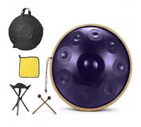 Handpan 432Hz D Minor 9 Note, Tamburo per Meditazione Zen e Guarigione Sonora, Strumento Musicale Etereo per Bagno di Suoni, Kit Completo con Treppiede e Borsa(Deep purple,432HZ/10Note)