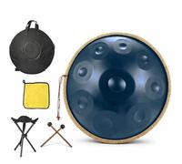 Handpan 432Hz D Minor 9 Note, Tamburo per Meditazione Zen e Guarigione Sonora, Strumento Musicale Etereo per Bagno di Suoni, Kit Completo con Treppiede e Borsa(Blu,440HZ/12Note)