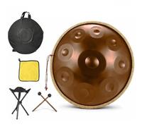 Handpan 432Hz D Minor 9 Note, Tamburo per Meditazione Zen e Guarigione Sonora, Strumento Musicale Etereo per Bagno di Suoni, Kit Completo con Treppiede e Borsa(Oro,440HZ/12Note)