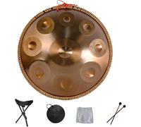 Handpan 9 10 12 14 spartiti in acciaio con borsa decorazione in corda e fruste for la meditazione Yoga Zen - strumento a percussione professionale(GOLD,9Notes)