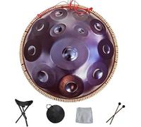 Handpan 9 10 12 14 spartiti in acciaio con borsa decorazione in corda e fruste for la meditazione Yoga Zen - strumento a percussione professionale(Purple,9Notes)