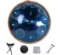 Handpan 9 10 12 14 spartiti in acciaio con borsa decorazione in corda e fruste for la meditazione Yoga Zen - strumento a percussione professionale(Blue,10Notes)