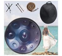 Handpan - 9 10 12 Note 22 Pollici Handpan Drum In Re Minore 432 Hz Strumento Handpan Con Borsa Morbida/bacchette Handpan/Handpan Supporto/Adesivi Per Appunti/Panno Per La Pulizia(Blue,10 Notes (432Hz)