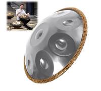 Handpan 9 10 12 Note Tamburo in Acciaio Re Minore 432Hz Handpan Strumento Musicale, con Borsa Morbida, 2 Mazzuole Percussione Armonica per Yoga Meditazione(D'argento,10 Notes)