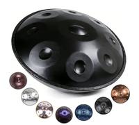 Handpan 9 Note 10 Note 12 Note per Principianti Hand Pan in Re Minore 22 Pollici per Meditazione Handpan Drum 432Hz/440Hz per Sound Healing con Borse Bacchette Supporto(Nero,440HZ/9 Note)