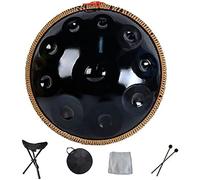 Handpan armonico Drum Hand Pan 9 10 12 14 Strumento a percussione professionale Handpan in acciaio con borsa da viaggio Decorazione in corda per la meditazione Yoga Zen, Nero, 14Note