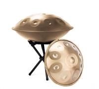 Handpan armonico Drum Hand Pan 9 10 12 Note Strumento a percussione Professionale Handpan in Acciaio con Bacchette, Strumento Musicale per Meditazione(Gold,432HZ/10Note)