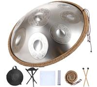 Handpan - Batteria per principianti, strumento a percussione in acciaio con custodia morbida, bacchette, supporto e panno antipolvere, ideale per gli amanti della musica e gli artisti