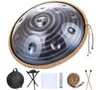 Handpan - Batteria per principianti, strumento a percussione in acciaio con custodia morbida, bacchette, supporto e panno antipolvere, ideale per gli amanti della musica e gli artisti