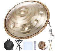 Handpan - Batteria per principianti, strumento a percussione in acciaio con custodia morbida, bacchette, supporto e panno antipolvere, ideale per gli amanti della musica e gli artisti