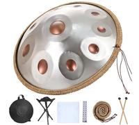 Handpan - Batteria per principianti, strumento a percussione in acciaio con custodia morbida, bacchette, supporto e panno antipolvere, ideale per gli amanti della musica e gli artisti