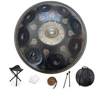 Handpan da 22 pollici a 9 note, strumento a percussione in re minore 432 Hz, performance musicale mandala, strumento musicale curativo fatto a mano, regalo nero