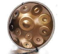 Handpan Drum 432Hz/440Hz, 9/10/12 Note Re Minore Tamburi Curdi Strumento Per Adulti, Tamburo A Percussione In Acciaio Da 22 Pollici Per La Meditazione Yoga(Gold,12 NOTES-440HZ)