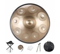 Handpan Drum 9/10/12 Note Tamburo for handpan da 22 pollici 432HZ/440HZ Re minore for guarigione del suono, meditazione personale, yoga, con borsa morbida, mazze, supporto for tamburo for handpan, pan