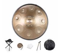 Handpan Drum 9/10/12 Note Tamburo for handpan da 22 pollici 432HZ/440HZ Re minore for guarigione del suono, meditazione personale, yoga, con borsa morbida, mazze, supporto for tamburo for handpan, pan