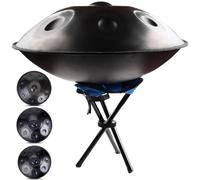 Handpan Drum Da 22 Pollici, Strumento A Percussione Professionale Handpan In Acciaio, Set Di Tamburi A Mano Per Strumenti Musicali A Percussione A 9/10/12 Note(BLACK-12 NOTES,440Hz)
