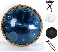 Handpan Drum - Strumento a percussione con 10 note, per yoga, meditazione, educazione zen, include borsa per il trasporto, mazzuole, supporto, panno per la pulizia