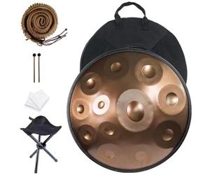 Handpan Drum Tamburo D'Acciaio 432 Hz / 440 Hz 56cm 9/10/12 Note Hand Pan In D Minor Con Borsa Morbida Per Mano, Supporto, Per Sonoterapia, Meditazione, Yoga(Color:Gold,Size:12 Notes(432HZ))