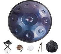 Handpan Drum Tamburo Handpan 9/10/12 Strumento a percussione a tre toni Armonia professionale Tamburo Handpan Re minore 440HZ Musicoterapia Meditazione personale Tamburo Handpan Yoga (Blu) (Size : 10