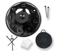 Handpan Drum, Tamburo Per Handpan，tamburo Curdo In Re Minore, Tamburo Handpan Strumento A Percussione Tamburo Handpan In Acciaio 432 Hz, Con Borsetta, 2 Bacchette E Supporto Per Tamburo Manuale(Black,