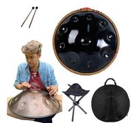 Handpan Drum, Tamburo Per Handpan，tamburo Curdo In Re Minore, Tamburo Handpan Strumento A Percussione Tamburo Handpan In Acciaio 432 Hz, Con Borsetta, 2 Bacchette E Supporto Per Tamburo Manuale(14Note