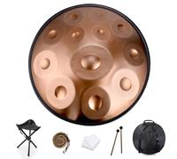 Handpan Drum, Tamburo Per Handpan，tamburo Curdo In Re Minore, Tamburo Handpan Strumento A Percussione Tamburo Handpan In Acciaio 432 Hz, Con Borsetta, 2 Bacchette E Supporto Per Tamburo Manuale(Q4,10N