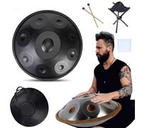 Handpan Drum, Tamburo Per Handpan，tamburo Curdo In Re Minore, Tamburo Handpan Strumento A Percussione Tamburo Handpan In Acciaio 432 Hz, Con Borsetta, 2 Bacchette E Supporto Per Tamburo Manuale(9Notes