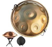 Handpan Durevole Adulti Drum Strumento In Re Minore Premium Steel Hand Pan 9 Note/10 Note/12 NoteSuperficie In Ottone Per Meditazione Regalo(12 notes,Gold-440Hz)