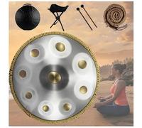 Handpan Durm 440 Hz Re Minore, 9/10/12 Note Tamburo In Acciaio Handpan Strumento Musicale, Handpan Da 22 Pollici, Professionale Handpan(Golden eye,9 Notes (440Hz))