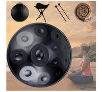 Handpan Durm 440 Hz Re Minore, 9/10/12 Note Tamburo In Acciaio Handpan Strumento Musicale, Handpan Da 22 Pollici, Professionale Handpan(Black,12 Notes (432Hz))