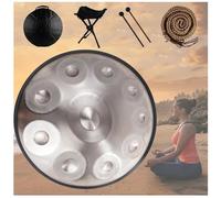 Handpan Durm 440 Hz Re Minore, 9/10/12 Note Tamburo In Acciaio Handpan Strumento Musicale, Handpan Da 22 Pollici, Professionale Handpan(Silver,10 Notes (432Hz))