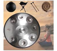 Handpan Durm 440 Hz Re Minore, 9/10/12 Note Tamburo In Acciaio Handpan Strumento Musicale, Handpan Da 22 Pollici, Professionale Handpan(Silver,9 Notes (440Hz))