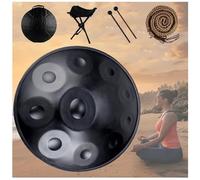 Handpan Durm 440 Hz Re Minore, 9/10/12 Note Tamburo In Acciaio Handpan Strumento Musicale, Handpan Da 22 Pollici, Professionale Handpan(Black,10 Notes (432Hz))