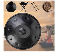 Handpan Durm 440 Hz Re Minore, 9/10/12 Note Tamburo In Acciaio Handpan Strumento Musicale, Handpan Da 22 Pollici, Professionale Handpan(Black,9 Notes (440Hz))
