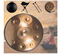 Handpan Durm 440 Hz Re Minore, 9/10/12 Note Tamburo In Acciaio Handpan Strumento Musicale, Handpan Da 22 Pollici, Professionale Handpan(Gold,9 Notes (440Hz))
