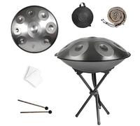 Handpan Hand pan Drum 9/10/12 Note 440/432Hz Tamburo a Mano In Acciaio Percussione Armonica con custodia, bacchetta, supporto per Principianti Sound Healing Meditazione(Silver,432hz 9 Notes)