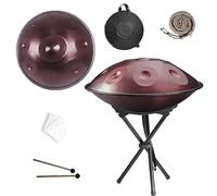 Handpan Hand pan Drum 9/10/12 Note 440/432Hz Tamburo a Mano In Acciaio Percussione Armonica con custodia, bacchetta, supporto per Principianti Sound Healing Meditazione(Purple,440hz 9 Notes)