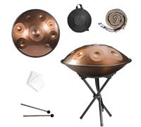 Handpan Hand pan Drum 9/10/12 Note 440/432Hz Tamburo a Mano In Acciaio Percussione Armonica con custodia, bacchetta, supporto per Principianti Sound Healing Meditazione(Gold,440hz 12 Notes)