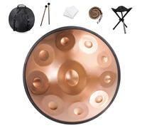 Handpan Handpan Drum 9 Note 432Hz Re Minore 22" Strumento A Tamburo Handpan Con Borsa Morbida, Mazze Per, Tripode, Panno Antipolvere, Percussioni Armoniche Per La, Yoga(Gold,10 Notes (440Hz))
