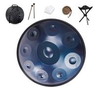 Handpan Handpan Drum 9 Note 432Hz Re Minore 22" Strumento A Tamburo Handpan Con Borsa Morbida, Mazze Per, Tripode, Panno Antipolvere, Percussioni Armoniche Per La, Yoga(Blue,9 Notes (440Hz))