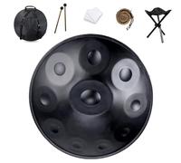 Handpan Handpan Drum 9 Note 432Hz Re Minore 22" Strumento A Tamburo Handpan Con Borsa Morbida, Mazze Per, Tripode, Panno Antipolvere, Percussioni Armoniche Per La, Yoga(Black,10 Notes (432Hz))