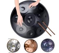 Handpan Percussion Hand Pan Drum 440hz/432hz Adults Handpan Drum Instrument In D Minor Premium Steel Hand Drum, Handpan Instrument Handpan Drums For Professional Performance(Black,12 Notes (432Hz))