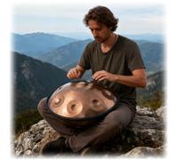 Handpan Principiante 432 Hz Re Minore, 9/10/12 Note 56cm Tamburo A Mano Per Adulti Tongue Drum In Acciaio Strumento Musicale, Con Borsa Morbida, 2 Mazze, Tripode, Panno Antipolvere(Gold,12)