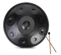 Handpan Principiante Tamburo In Acciaio A Tamburo Da 56cm In Re Minore, Set Di Tamburi A Mano Per Strumento Musicali A Percussione 10 Note 440Hz, Con Supporto Per Bacchetta(Nero)