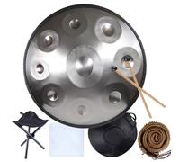 Handpan professionale 432Hz 440 Hz Re menor 22 pulgadas hand pan steel drum 9/10/12 notas teel Tongue Drum handpan professionale para meditación y relajación(Silver,9 Notes(432Hz))