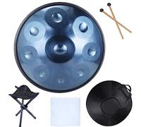 Handpan - Set di tamburi D Major, 55,9 cm, 9 note, in acciaio, include custodia morbida, bacchette, supporto e panno per la polvere, perfetto per principianti e professionisti