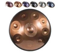 Handpan Set Di Tamburi in Re Minore da 56cm, 9/10/12 Note, 432Hz 440Hz Tamburo in Acciaio Handpan Strumento Musicale, con Borsa Morbida, Mazze,supporto per Principianti(Oro,432HZ/9Note)